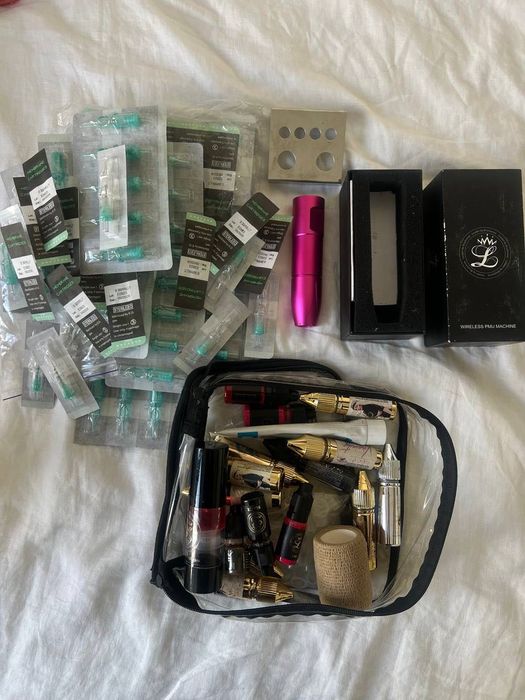 Máquina de maquilhagem permanente, cartuchos, pigmentos