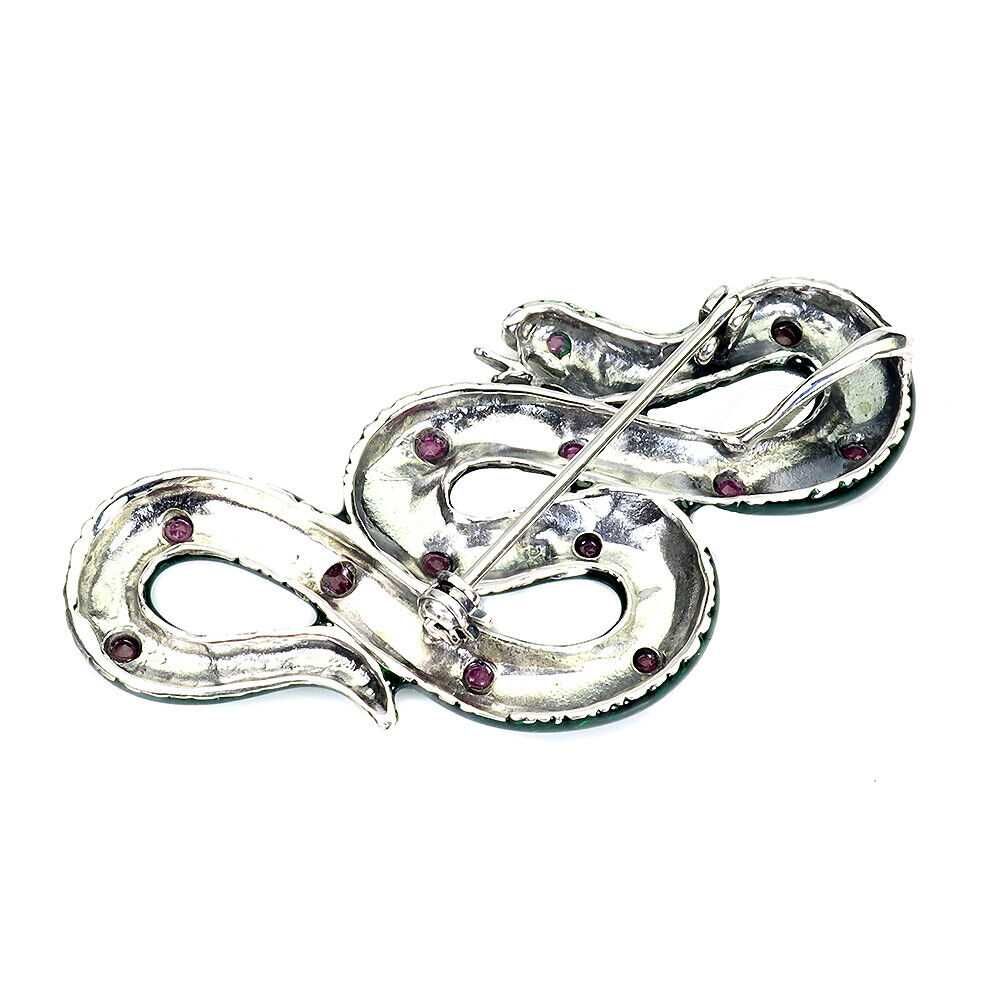 broszko - wisior wąż srebro 925 rubiny markazyty 8,8 g certyfikat