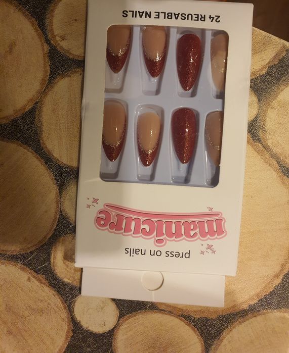 Sztuczne Paznokcie Tipsy Zdobione Samoprzylepne