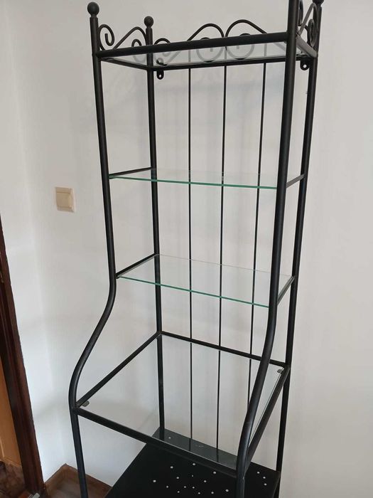 Elegancki regał łazienkowy, stal + hartowane szkło