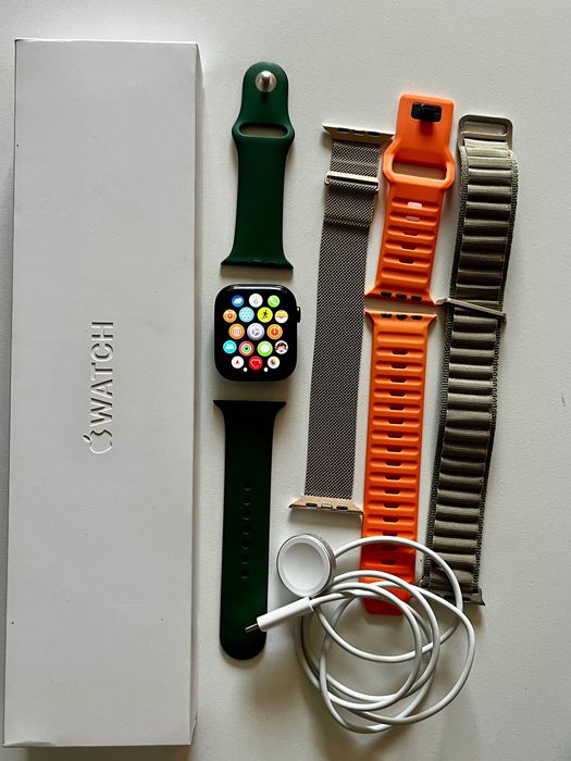 Apple Watch Series 7 45mm + 3 paski, stan bardzo dobry