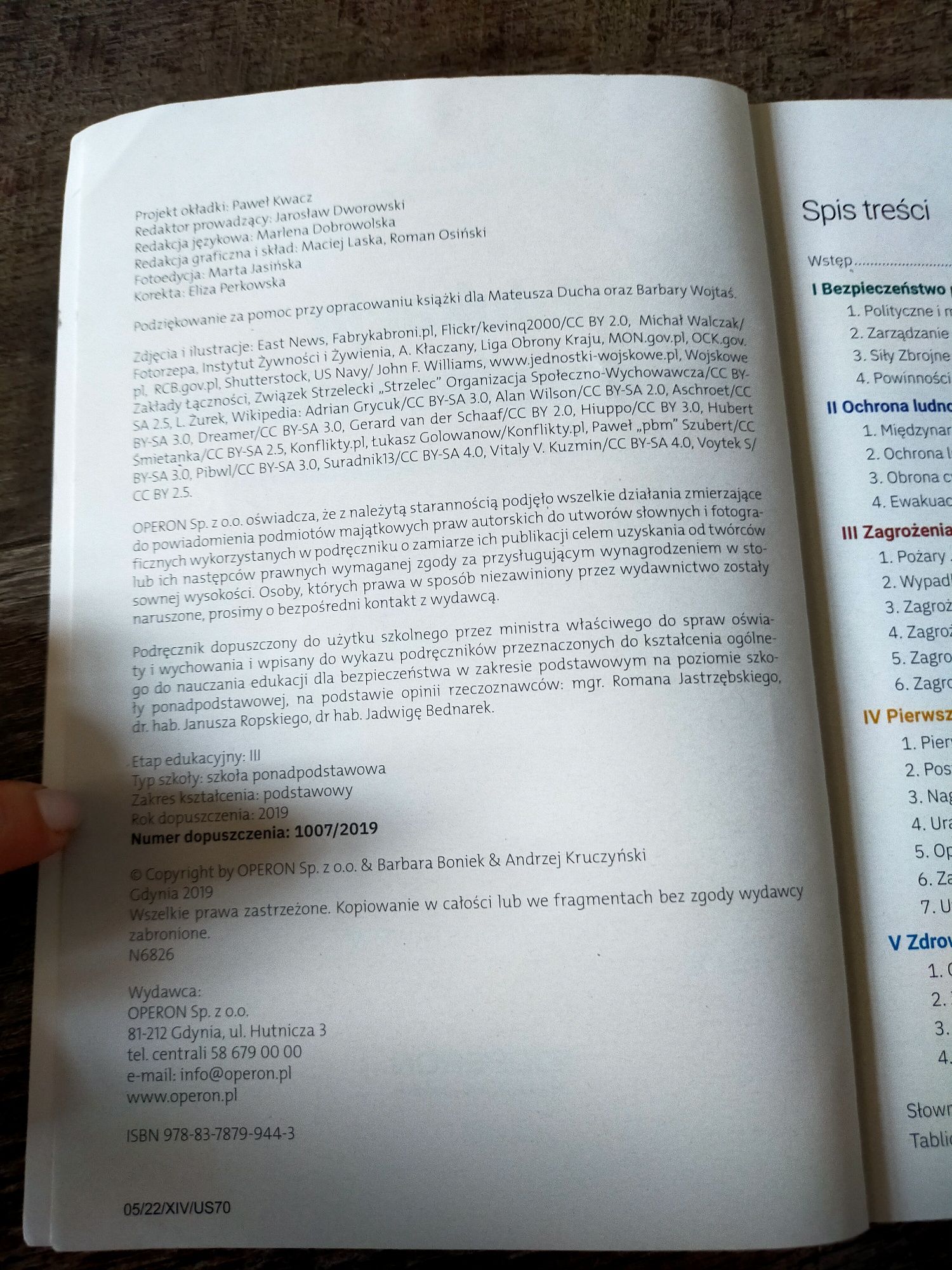 EDB Edukacja dla bezpieczeństwa linia II Operon , podstawowy zakres,
