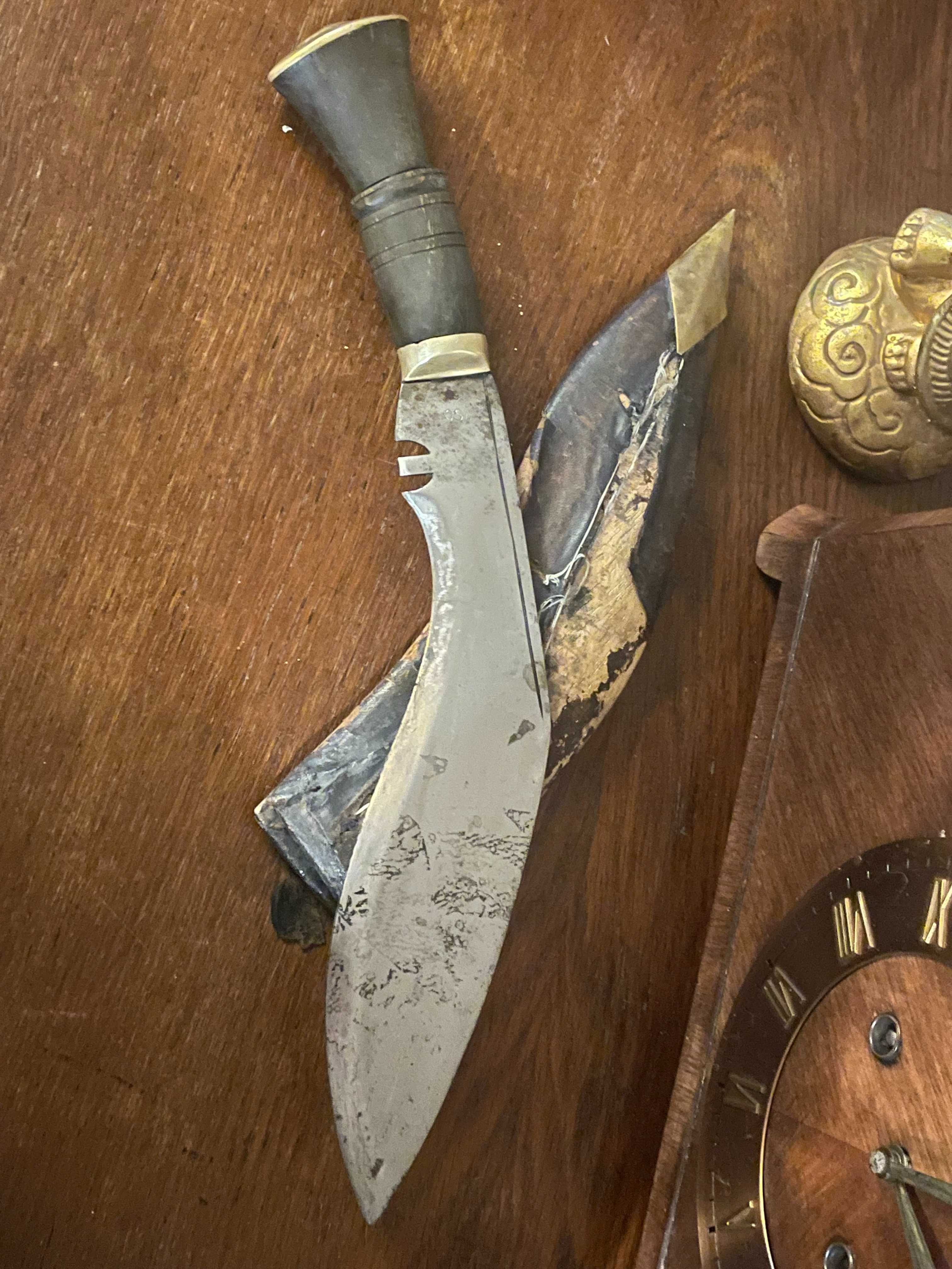 Oryginalny wojskowy nóż Kukri, Gurkha XX w. sygnowany