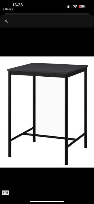 Stół barowy Ikea kwadratowy czarny 67 x 67 x 92 cm