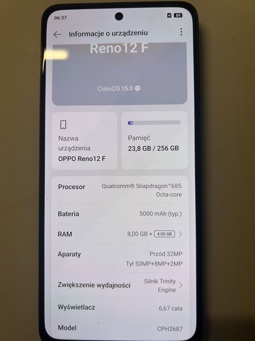Oppo Reno 12f. Jak nowy, gwarancja