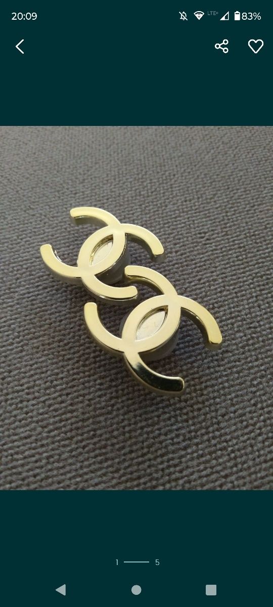 Zapinka broszka złota logo coco 2 szt