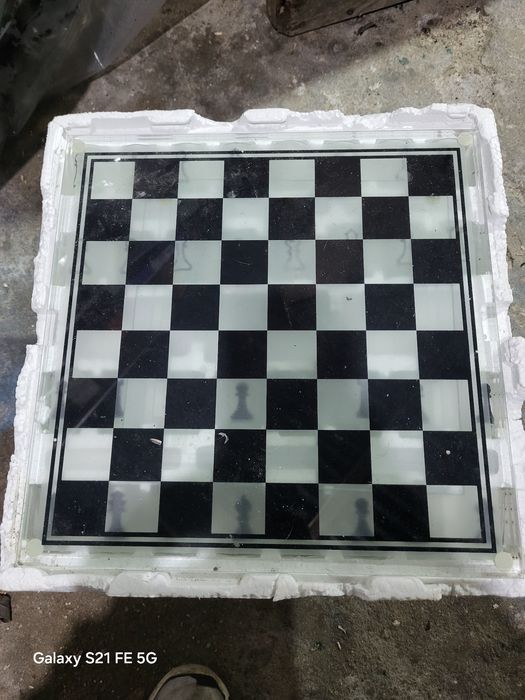 Tabuleiro xadrez em vidro decoração