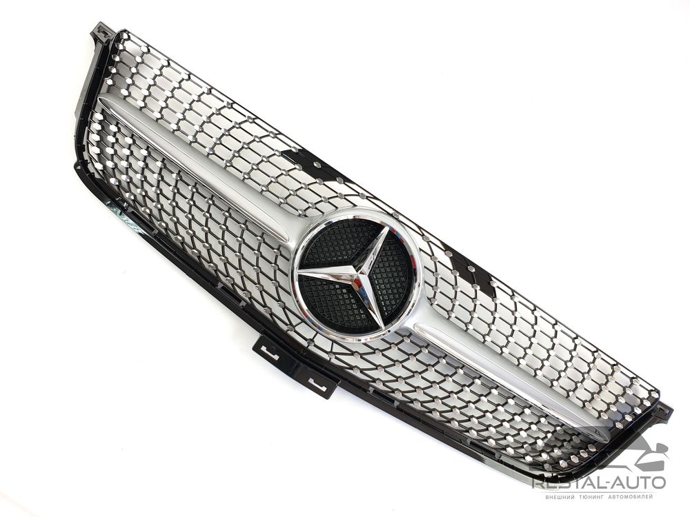 Решетка радиатора Mercedes ML W166 2011-2015 Diamond Серая с хромом