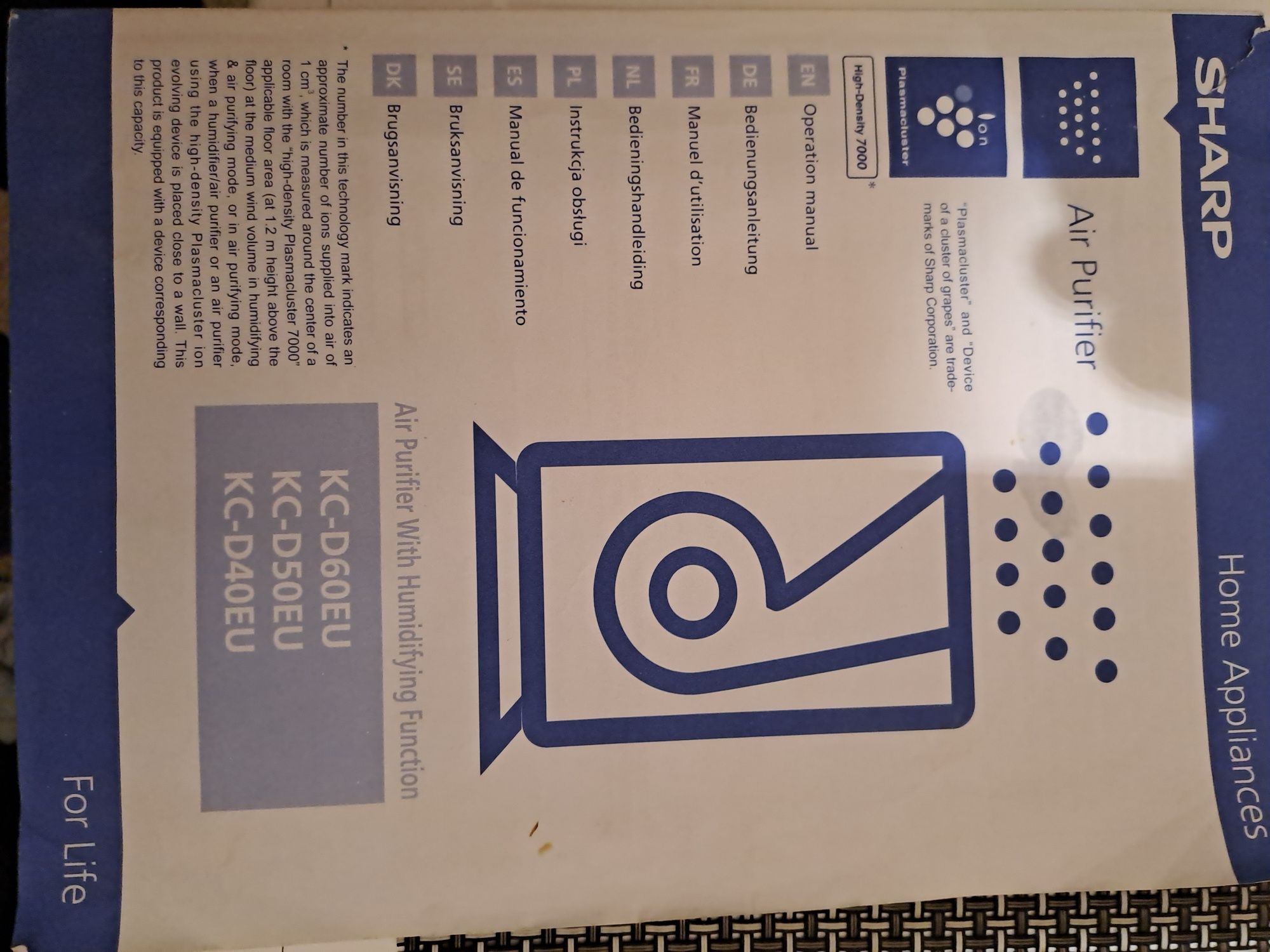 Oczyszczacz powietrza Sharp KC-D40EUW  Nawilżanie powietrza.,Jonizacja