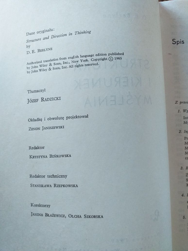 E.D.Berlyne Struktura i kierunek myślenia PWN 1969