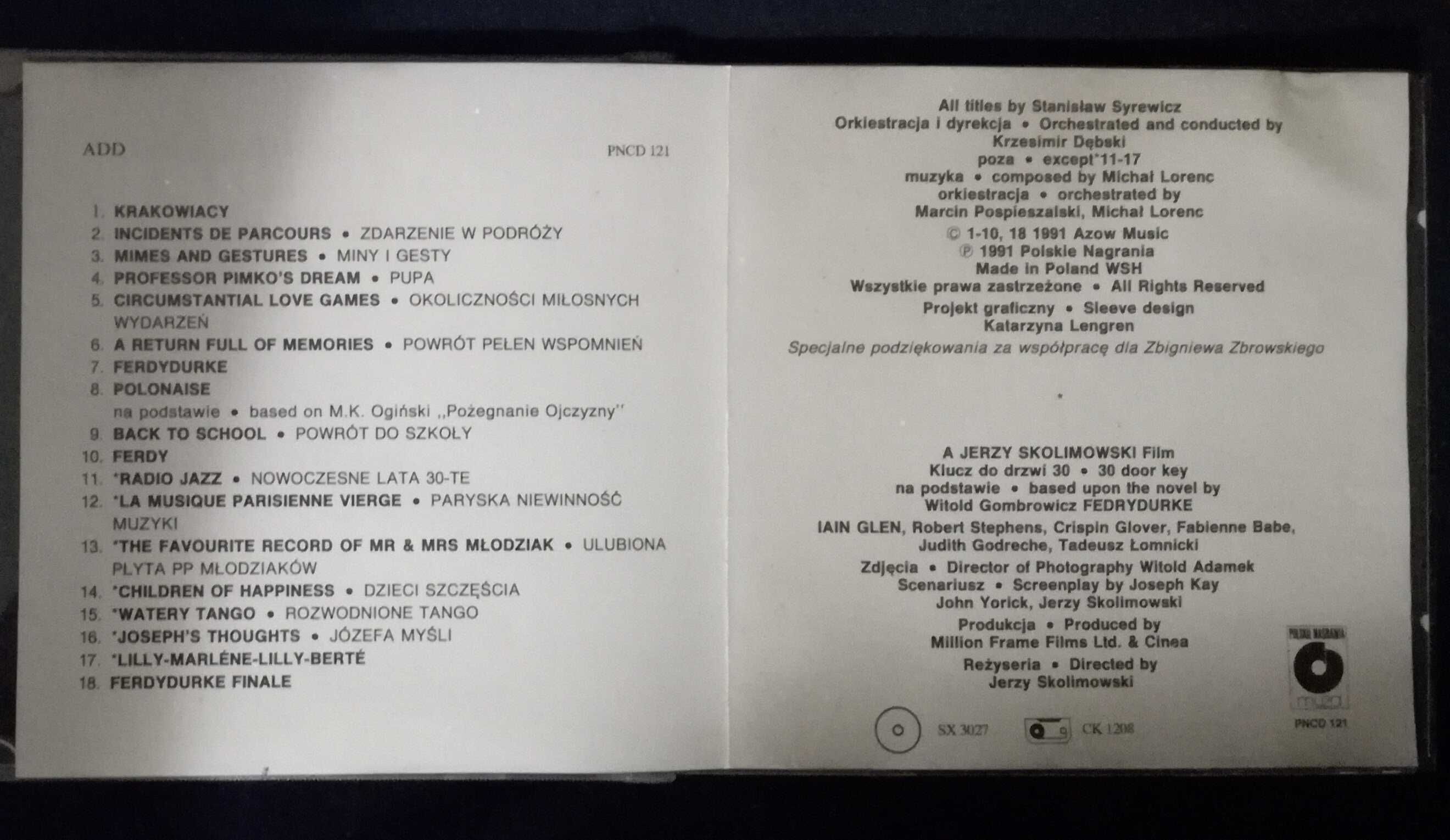 Stanisław Syrewicz Ferdydurke muzyka filmowa CD Unikat