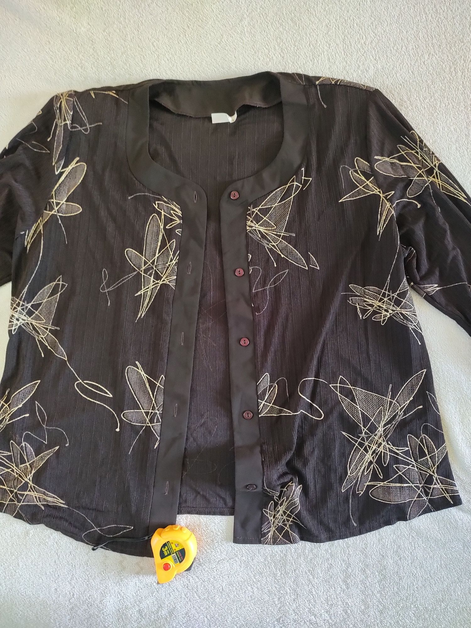Plus size Brązowa narzutka damska 50 5XL kardigan koszula na lato