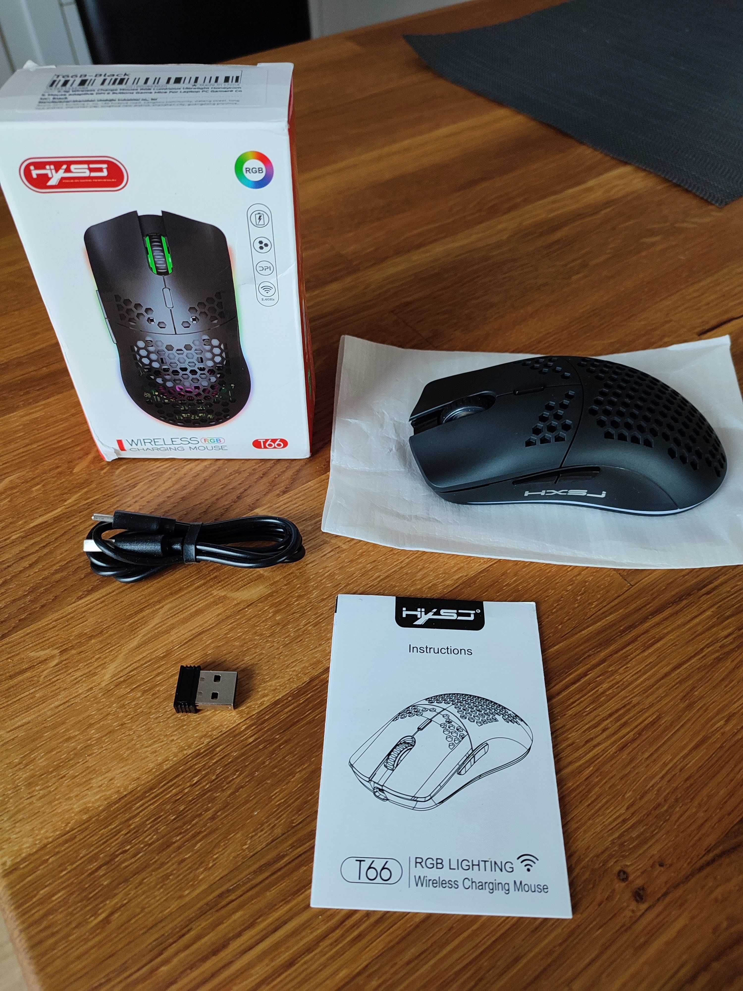 Myszka bezprzewodowa gamingowa HXSJ RGB Black