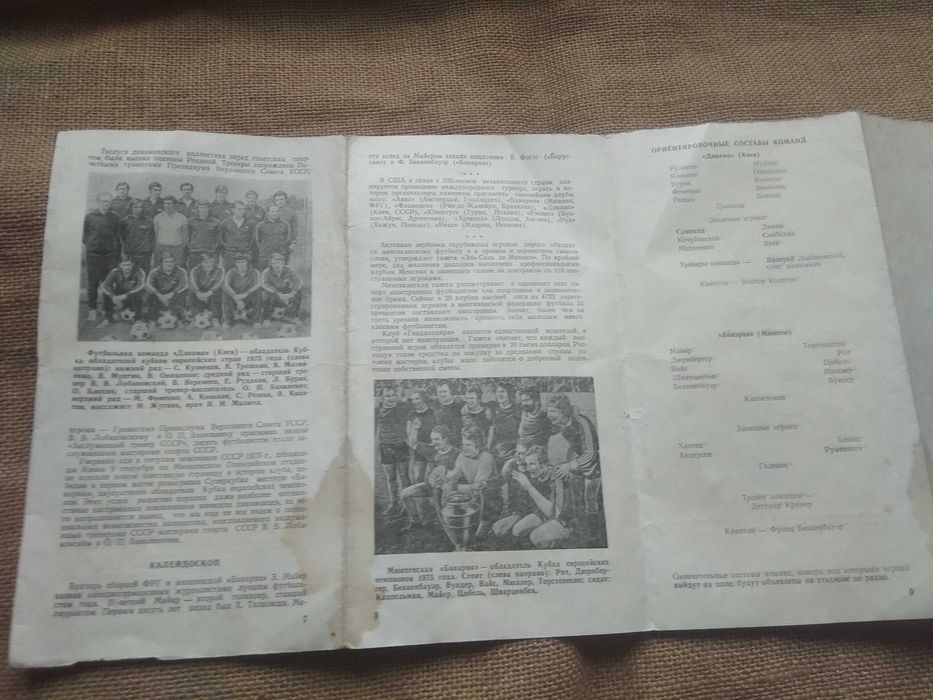 Програмка Динамо-Баварія 1976