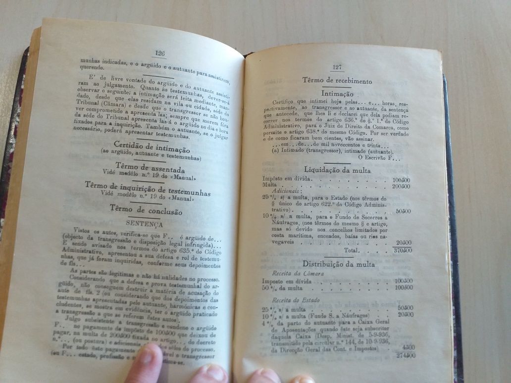 Livro Raro - Manual do Processo de Contencioso Fiscal - Finanças 1937