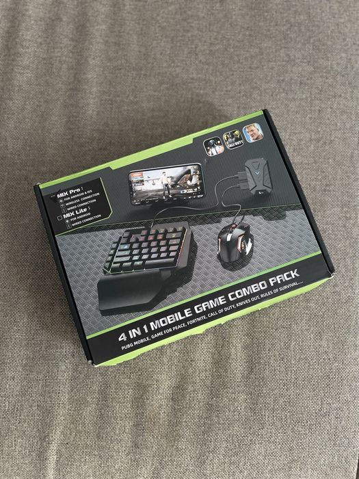 Zestaw gamingowy do telefonu: klawiatura + mysz + adapter