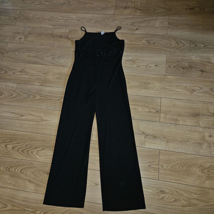 Kombinezon 42 czarny szerokie nogawki studniówka sylwester