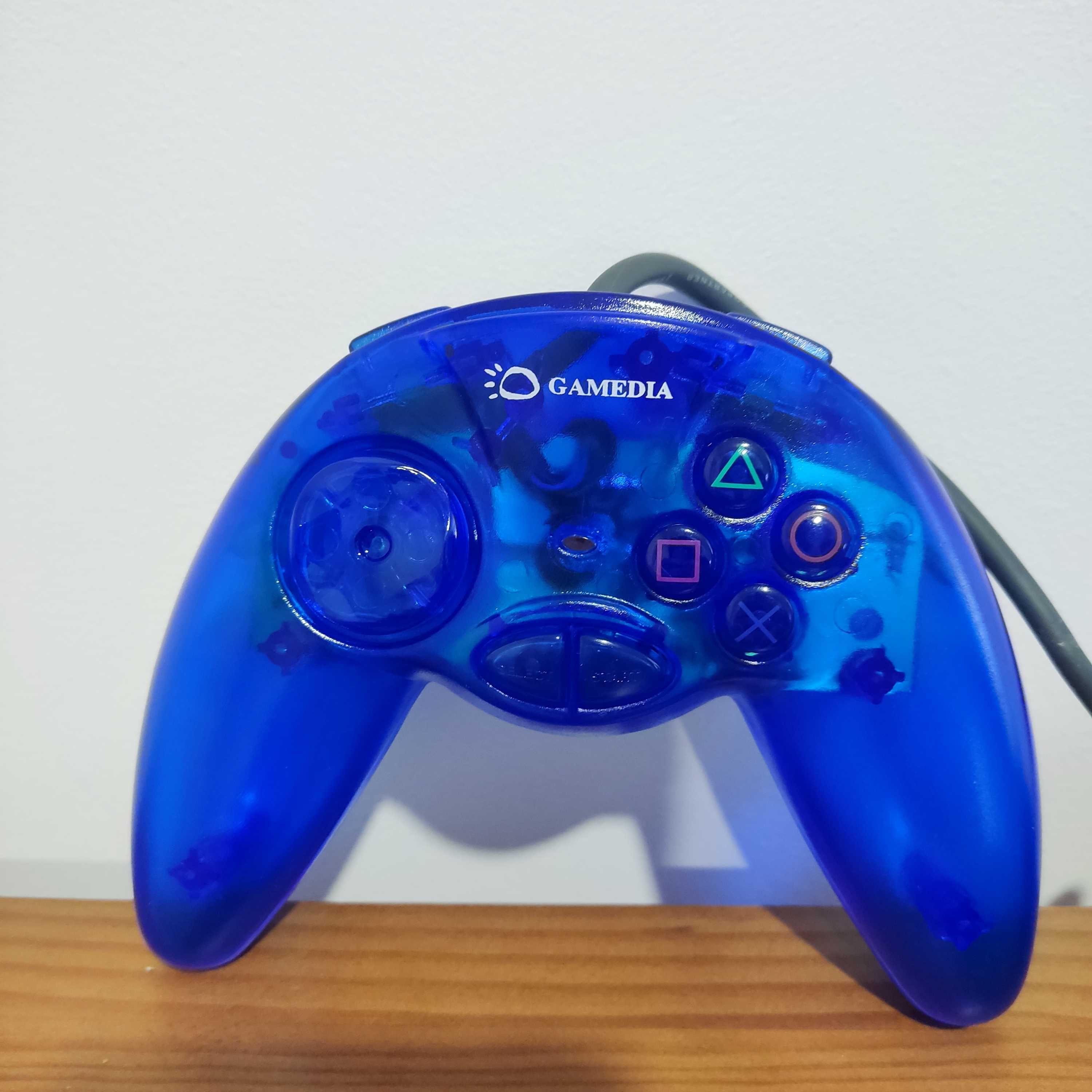 Comando Playstation Standard PSX Joypad Azul Novo em blister