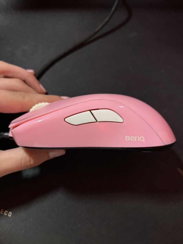 Rato Zowie S1 Divina Pink com Paracord, Hyperglides e Bungee