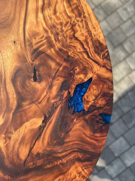 Nowoczesny okrągły stół suar egzotyczne drewno żywica 130 cm #8