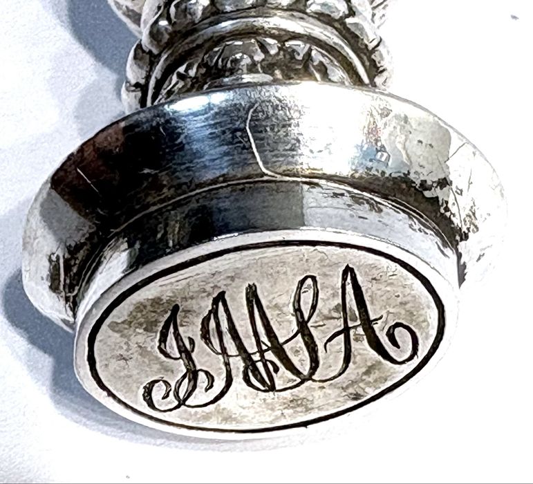 Magnífico raro antigo sinete / carimbo de lacre em prata