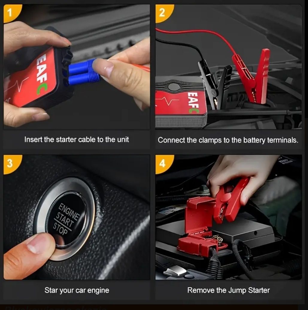 Booster do odpalania samochodu motoru jump starter powerbank latarka