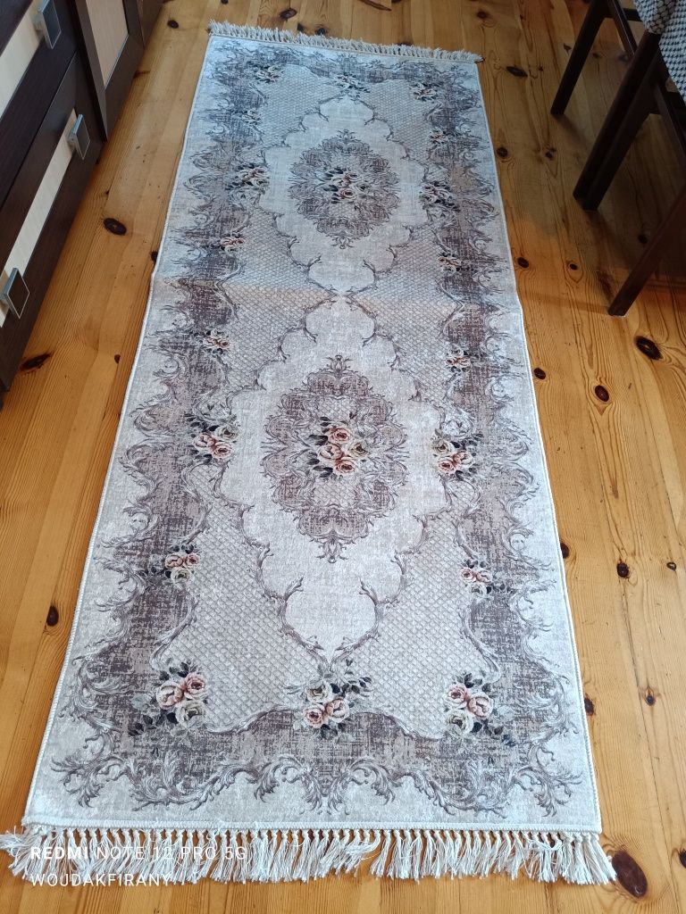 Dywan chodnik antypoślizgowy turecki 80x200 beżowy róże