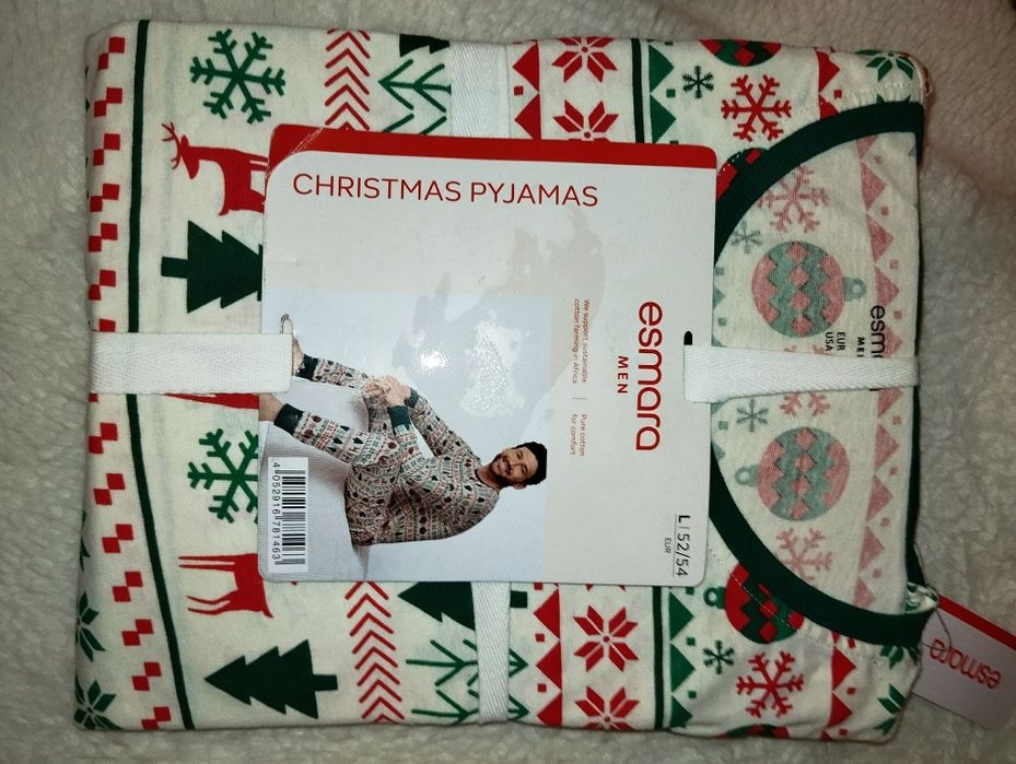 Nowa zimowa świąteczna piżama męska L 100 % bawełna