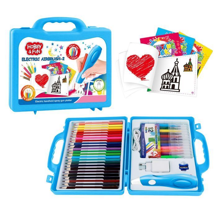 Aerograf długopis marker elektryczny zestaw artystyczny w walizce