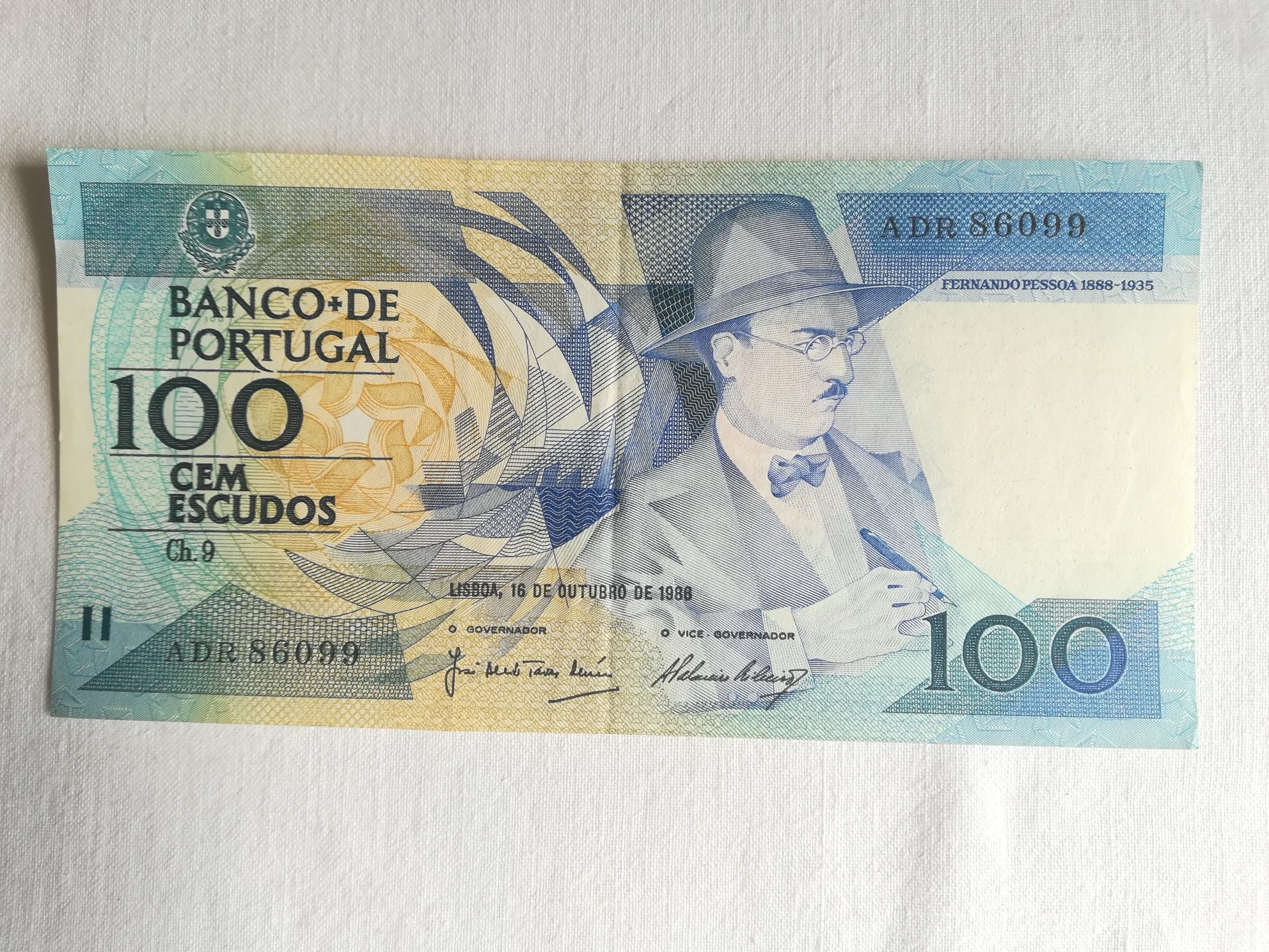 Nota 100$00 Fernando Pessoa. Erro na Data