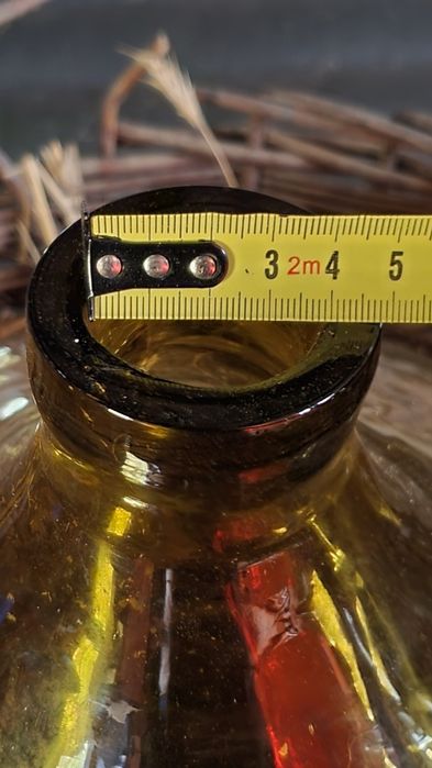 Balon szklany na wino z koszem wiklinowym, gąsior, butla, dymion 55x36