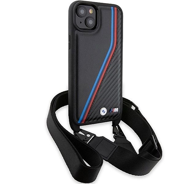 Etui BMW M Edition Carbon Tricolor Lines & Strap na iPhone 15 Plus / 1