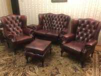 Zestaw mebli  sofa + fotele i podnóżki