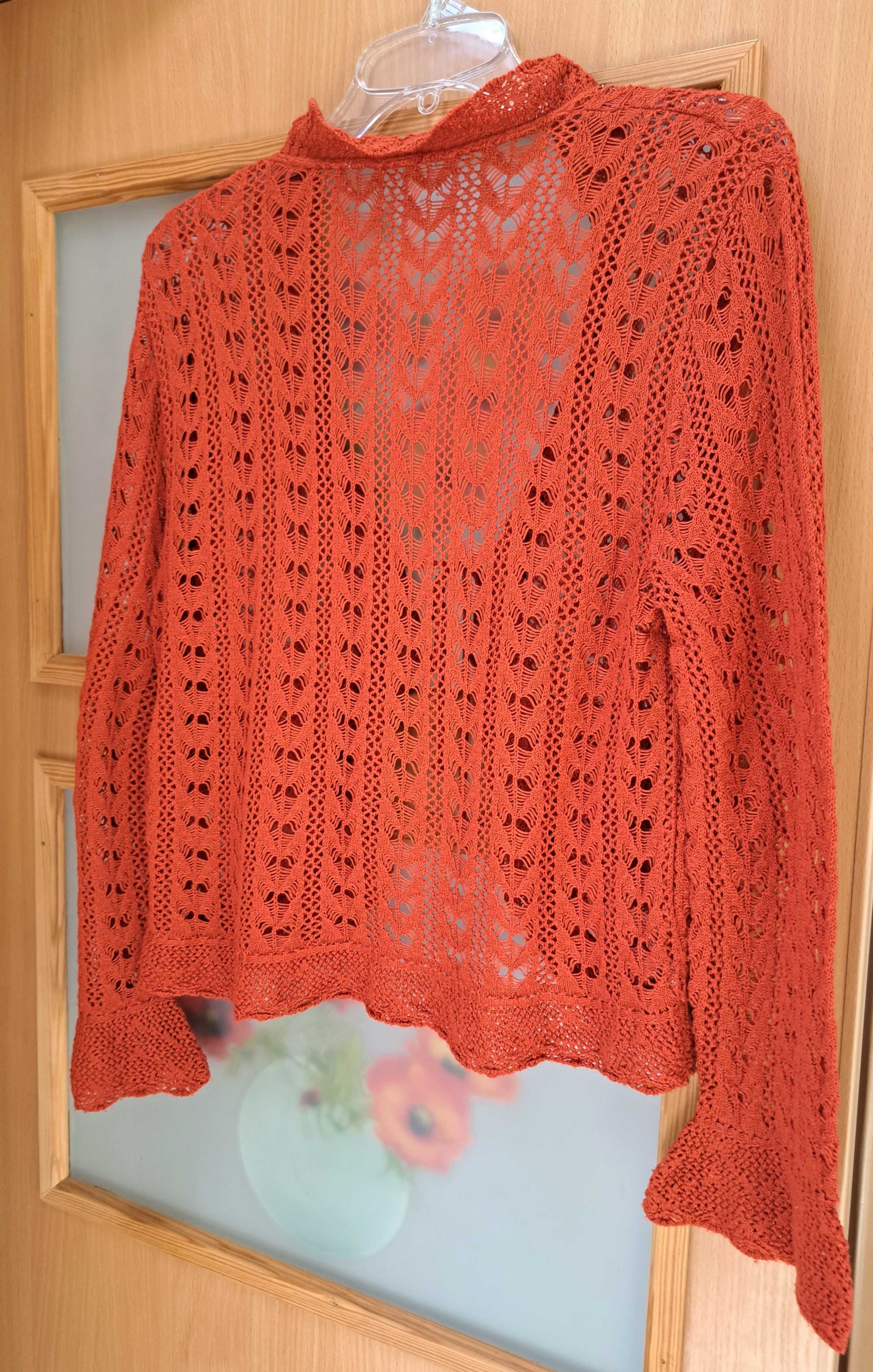 Krótki kardigan , sweterek ażurkowy , rozmiar M/L