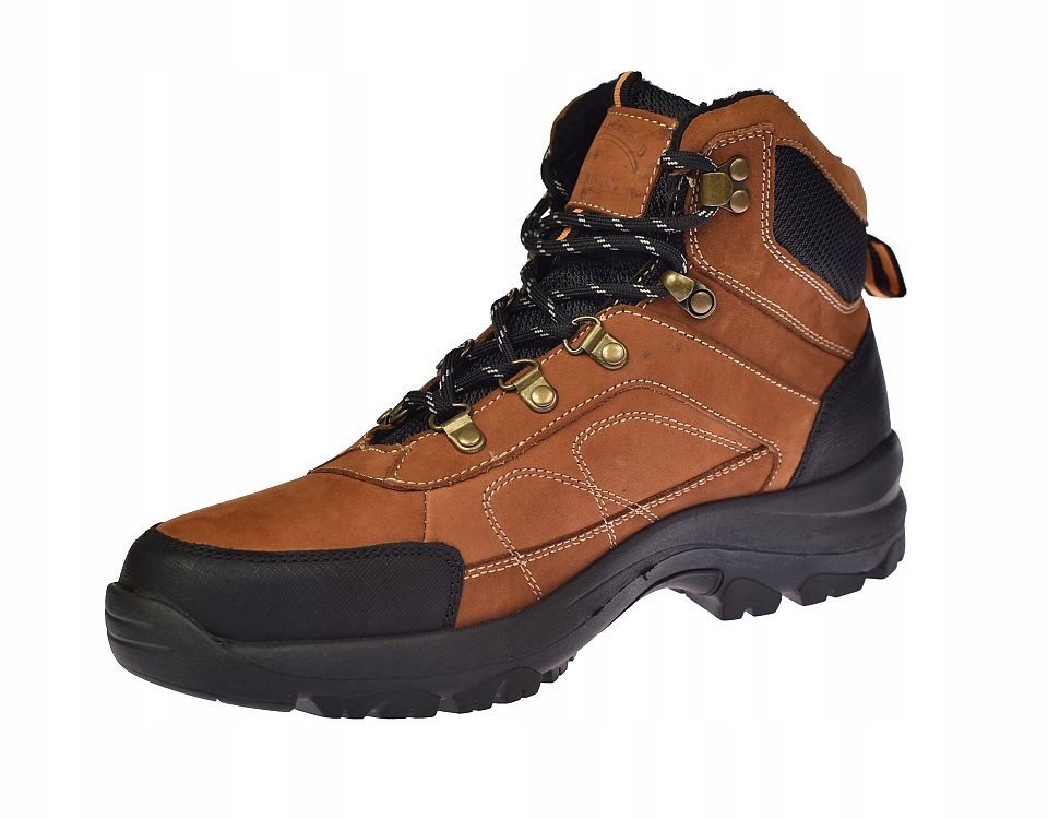 Buty trekkingowe męskie trapery ze skóry na suwak CY58/23 BR r.45
