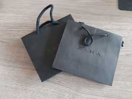 Torebka torebeczka Zara czarna prezent papierowa mała kolekcja zestaw