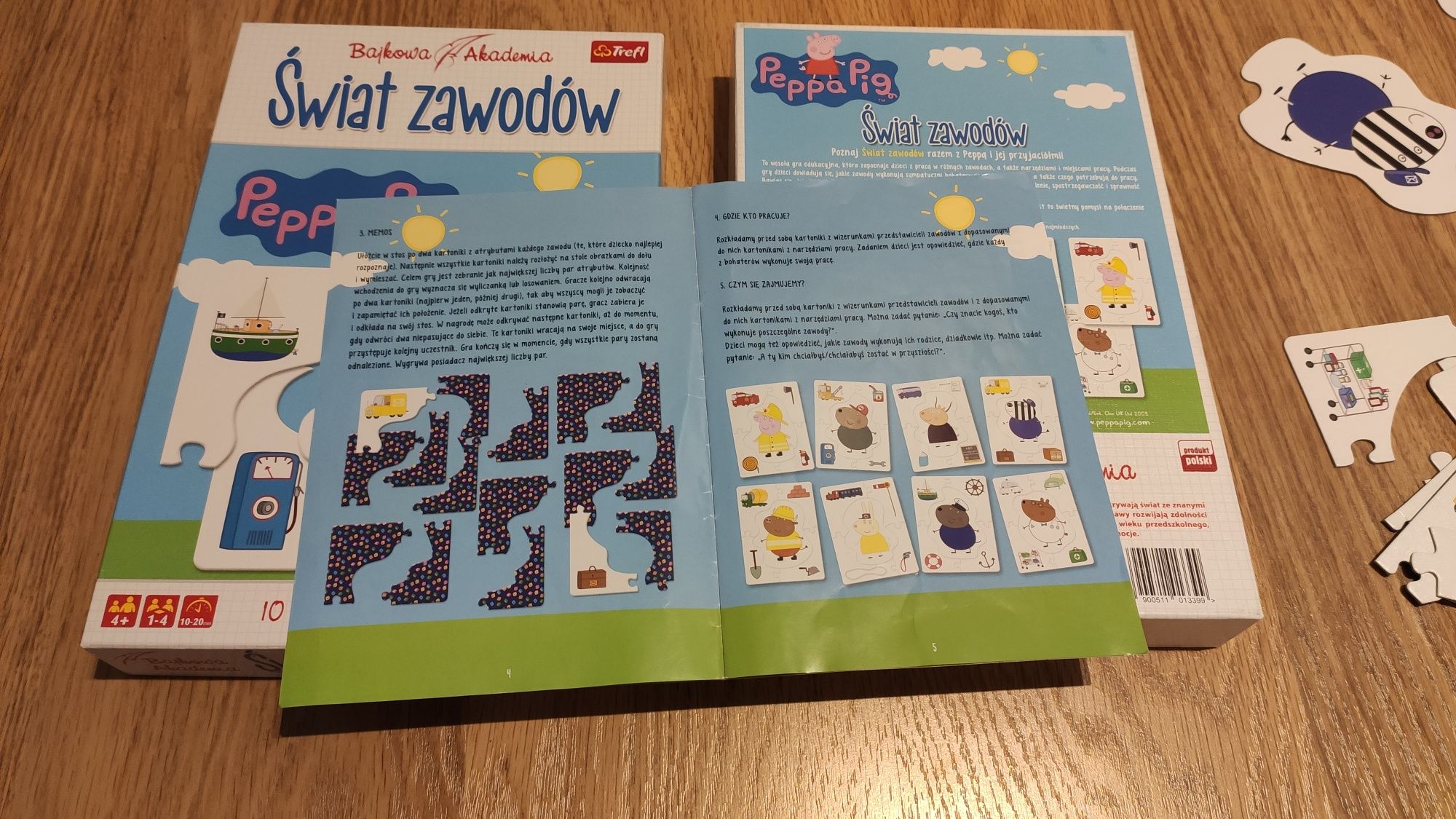 Świat zawodów Świnka Peppa, gra układanka puzzle, edukacyjne, używane