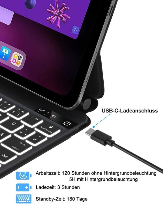FOGARI etui klawiatura touchpad LED RGB iPad Pro 11 4/3/2 Air 5 Air 4