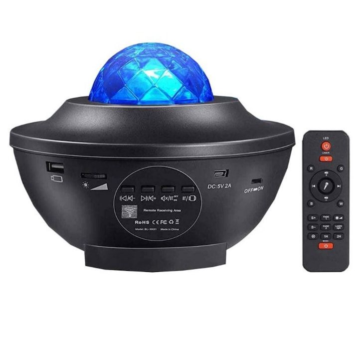 Projektor Gwiazd Kula Lampka Led Nocna Głośnik Bluetooth