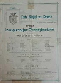 Afisz teatralny 1900 Teatr Miejski we Lwowie
