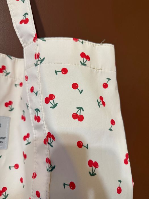 Torebka shopper biała w wisienki