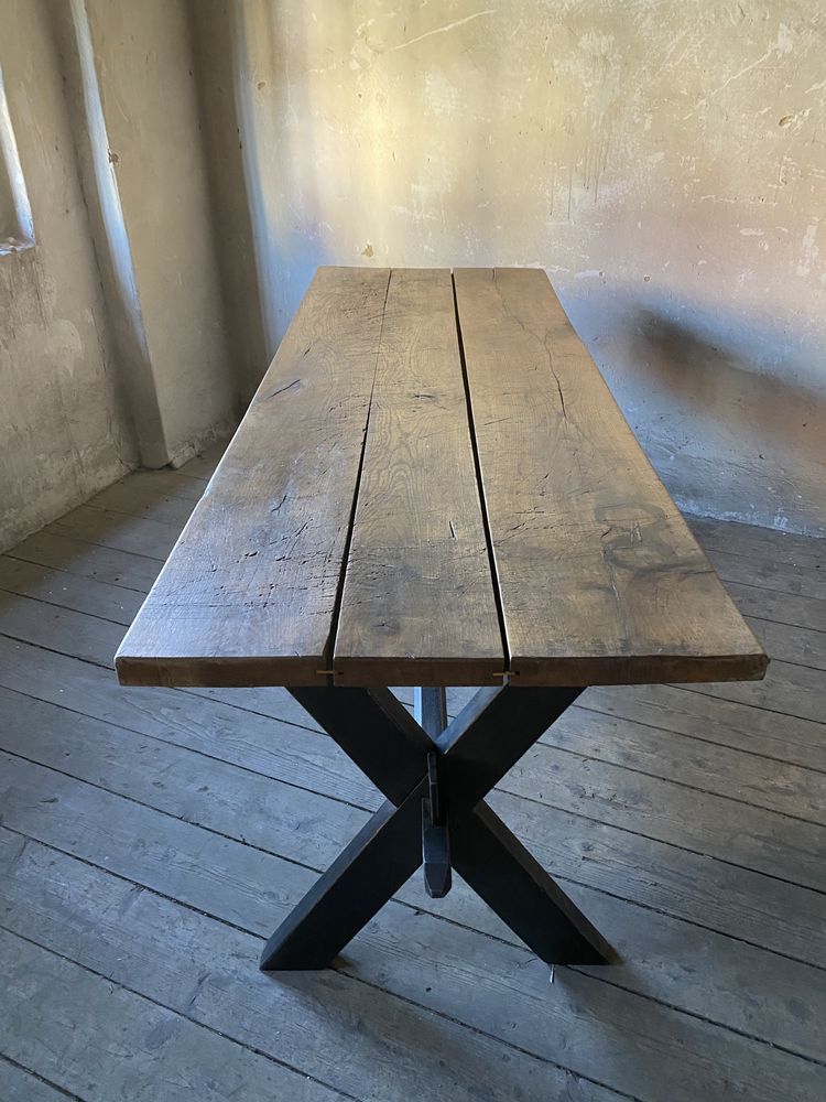 Stary dębowy stół, loftowy