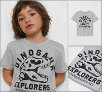 H&M  szary T-shirt z motywem dino