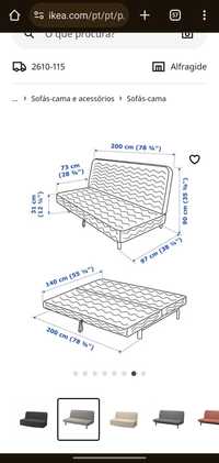 Sofá cama 3 lugares c/ colchão de espuma NYHAMN Ikea