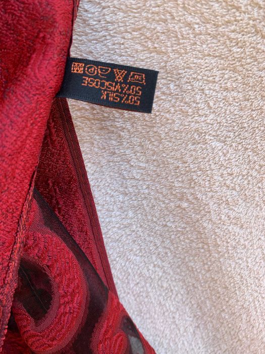 100 % silk, piękny nowy wiśniowy szal 70/190 cm, Butef