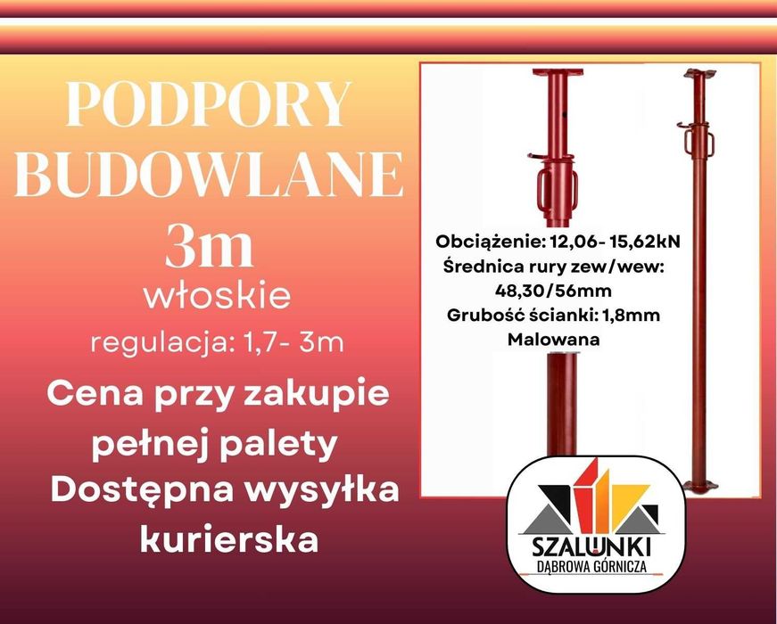 Podpory 3 m  stemple kosze sztyce szalunki  plyty