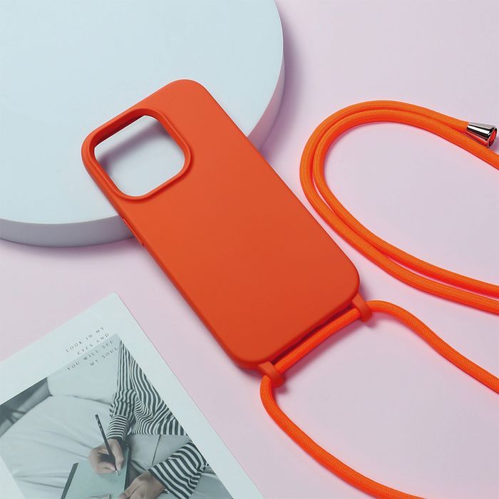 Strap Silicone Case Do Iphone 15 Pro Max Wzór 1 Pomarańczowy