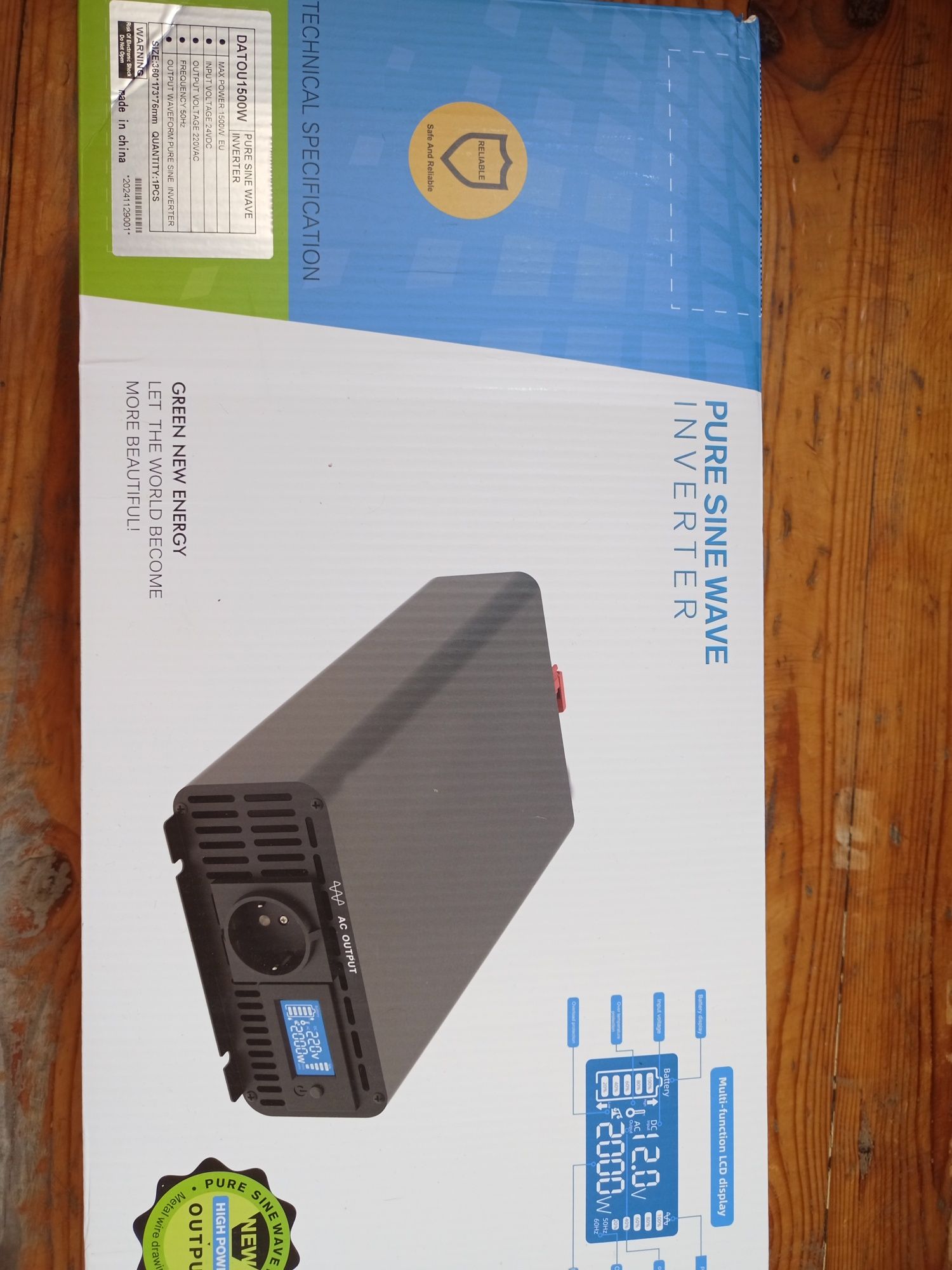 Інвертор DATOUBOSS 24v/220v  1500w
