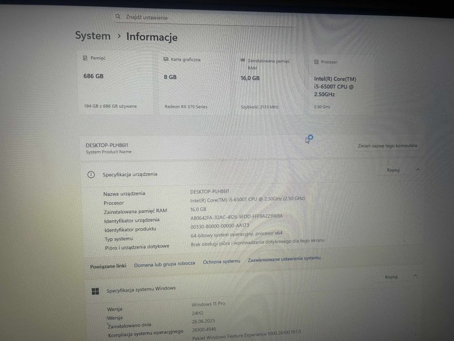 Komputer Gamingowy – i5 / 16GB RAM / RX 570 8GB / Windows 11 Pro

Na s