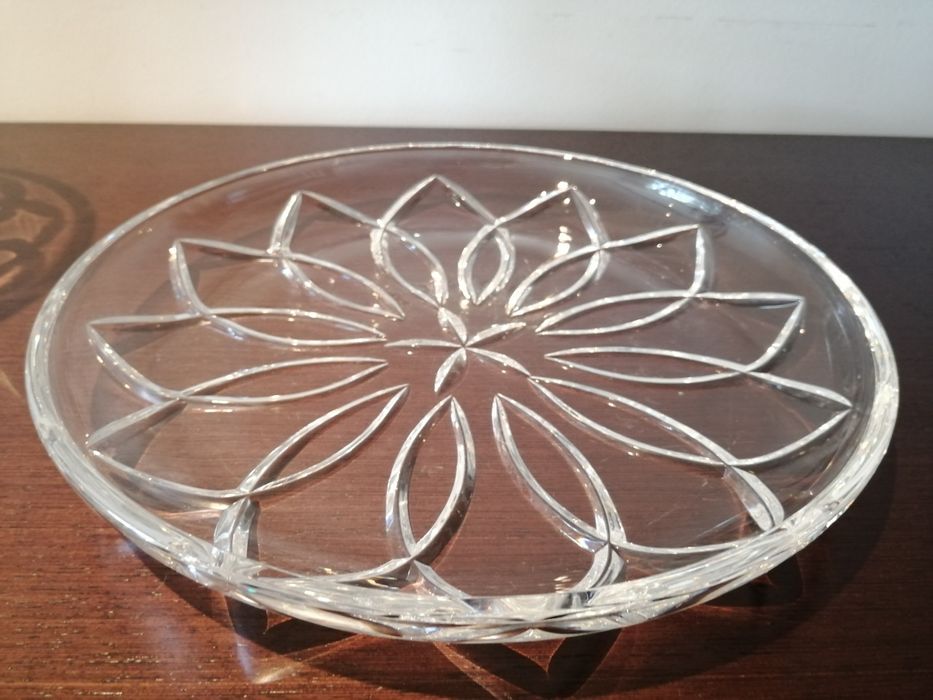 Conjunto taça e prato de cristal